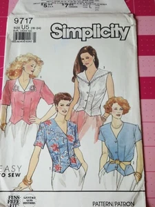 Vintage Simplicity Pattern 9717 Vee Neck Blouses Vest Hem Sizes 16 18 20 22 24 - Picture 1 of 6