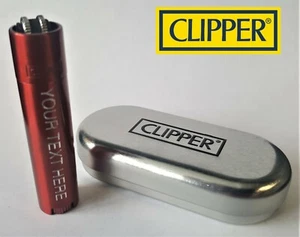 CLIPPER ENGRAVED METALLIC RED STEEL METAL LIGHTER Christmas Birthday Gift H - Picture 1 of 5
