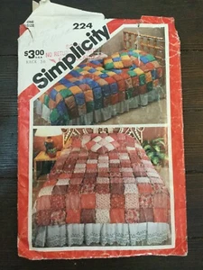 Simplicity 224 Vintage 80s Puff Quilt Coverlet Comforter Twin Full Pillow Uncut - Picture 1 of 5