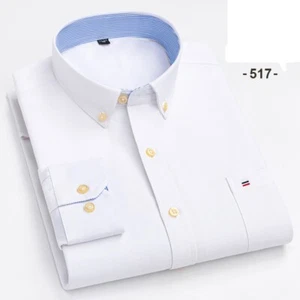 Mens Oxford Shirts Formal Business Long Sleeves Cotton Casual Dress Shirts Tops - Picture 1 of 19