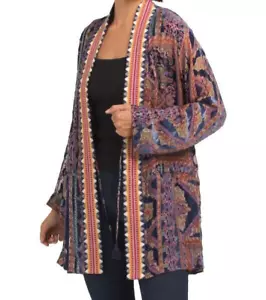 Johnny Was Omo Kimono Burnout Silk Velour Jacket Unlined L;NWT - Picture 1 of 16