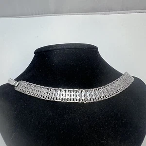 Vintage Signed Monet Silver Tone Fold Over Clasp Bracelet - Picture 1 of 3
