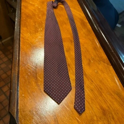 Valerio Garati Neck Tie Burgundy and White Geometric Handmade - Image 1 of 3
