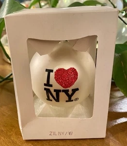 Ornamento natalizio in vetro I Love New York Kurt S Adler I Love NY fatto a mano nuovo con scatola - Foto 1 di 4