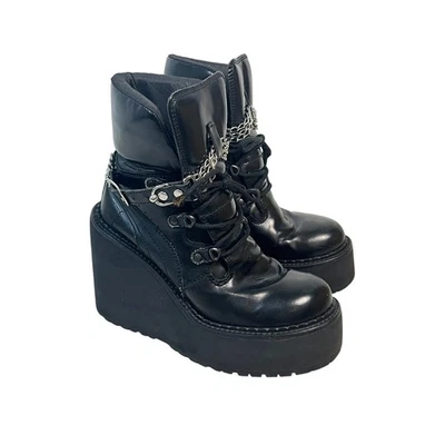 Botas de cuña PUMA X Fenty plataforma cuero negro detalle de cadena EE. UU. 6 UE 38 Foto 1 de 4