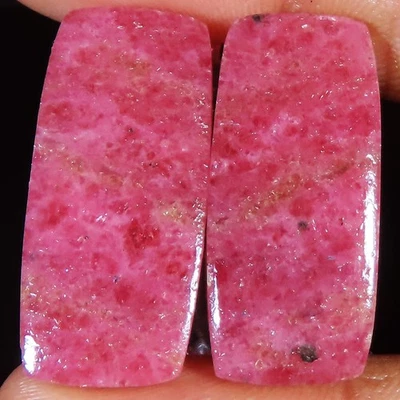 49.75 CT Natural Pink RHODONITE Pair Cushion Cabochon Gemstone 12x27x4 mm gm_869 - Image 1 of 4