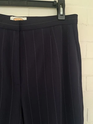 Pantalones para mujer Talbots vintage a rayas azul marino forrados talla 12 pierna ancha Foto 1 de 4