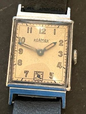 Reloj Roamer vintage para hombre garrapatas para correr estuche plateado sin mangas rectangular 17j suizo Foto 1 de 4