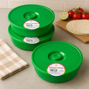 Set 3 Scalda Tortilla Verde - Sicuro per Alimenti, Lavastoviglie e Microonde - Foto 1 di 3