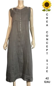 🌻 CREA CONCEPT WOMENS SIZE 42/12 AU 100% LINEN MIDI DRESS - Picture 1 of 11
