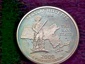 2000 S SILVER PROOF MASSACHUSETTS STATE  QUARTER - Picture 1 of 2