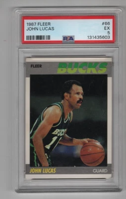 JOHN LUCAS 1987-88 FLEER BASKETBALL VINTAGE BASE CARD #66 PSA 5 EX MILWAUKEE - Image 1 of 2
