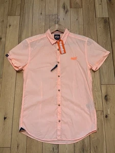 Men’s Superdry Short Sleeve Shirt Overdyed Size Small Slim Fit Button Up - NEW - Picture 1 of 17