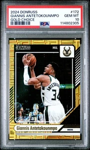 2024-25 Donruss Giannis Antetokounmpo #172 RC Gold Choice /10 PSA 10 EDW - Picture 1 of 2