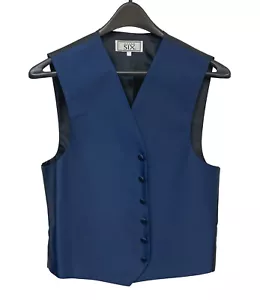 New Men's After Six Dark Marine Blue Tuxedo Vest Adjustable Fullback Size Medium - Picture 1 of 3