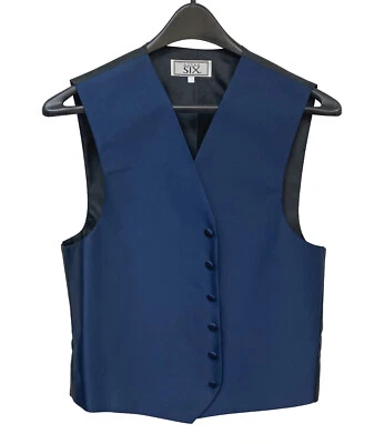 New Men's After Six Dark Marine Blue Tuxedo Vest Adjustable Fullback Size Medium - Image 1 of 3