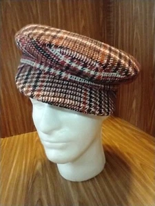 Vintage 1930er Stil kariert Berret 22" innen rund Paperboy Hut - Bild 1 von 10
