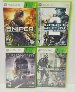 Xbox 360 - 4 Game Lot Dishonored Sniper Ghost Recon 2 Crysis 2 Limited Tested - Picture 1 of 1