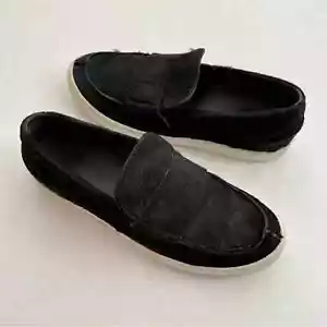 Giambattista Valli Paris Black Calf Hair Slip On Italian Loafer Shoes 37 / US 7 - Picture 1 of 14