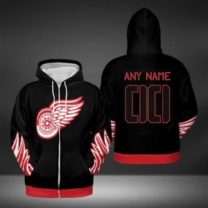 Personalized Detroit Red Wings Hoodie Zip Hockey Team Fan Gear Gift Unisex Fit - Picture 1 of 2