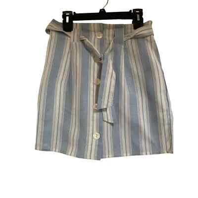 Derek Corazón Bolsa de Papel Botón Frontal Falda Nueva Sin Etiquetas Rayas Azul/Blanco Talla M Mujer Foto 1 de 4