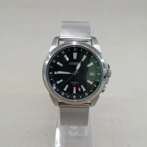 CITIZEN ATESSA GMT Eco-Drive H116-T016618 Wristwatch Watch Black Silver Used - Picture 1 of 10