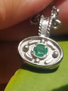 Beautiful Vintage Emerald Heavy Handmade Pendant Chain 14k 16" - Picture 1 of 14
