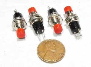 4 piezas - Interruptores de botón de montaje mini panel, NO, momentáneo, rojo SPST 3A 125 VAC - Imagen 1 de 1