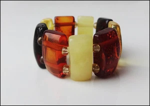 Natural handmade Baltic Amber elastic ring - Picture 1 of 1