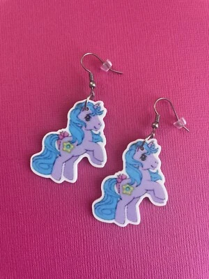 Little Pony Planar Resin Dangle Earrings, Surgical Steel Hooks, Blue Purple - image 1 of 3