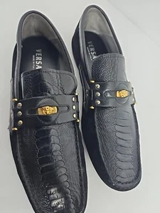Versace Black Suede and Leather Medusa Head Loafers Size 44EUR/ 11 US - Picture 1 of 19