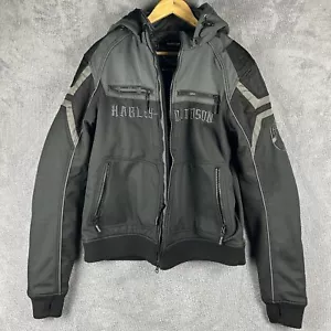 Harley-Davidson Jacket Mens Large Full Zip Motorcycle Black Hooded Scavenger - Foto 1 di 10
