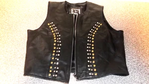 Vintage Valencia LEDER Nieten Strass Reitweste L Satinfutter - Bild 1 von 6