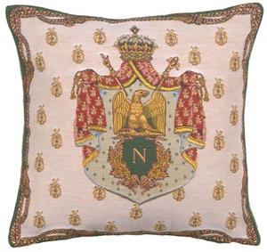 Napoleon Crest European Cushion Cover Home Decor Belgian Throw Pillow 18x18 in - Picture 1 of 11