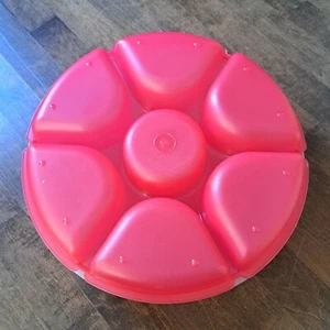 Tupperware Veggie fruit Serving Divided Tray Lid cover PINK red - Picture 1 of 4