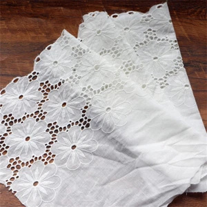 1 Yard Floral Lace Hollow Cotton Fabric Embroidery Bridal Wedding Dress Material - Picture 1 of 8