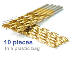 10pcs 5/16"x4-1/2" Twist Drill Bits Jobber Length HSS Titanium Coated Drillforce - Picture 1 of 12