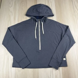 Sudadera con capucha Vuori de gran tamaño recortada media cremallera para mujer talla extra pequeña azul jaspeado - Imagen 1 de 8