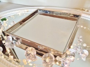 Rechteckige Keramik Schale Dekoschale Silber Hochglanz Keramikschale KE-008DS