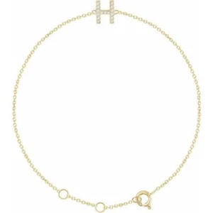 Pulsera de diamante natural 0,06 CTW inicial H 6-7" en oro amarillo 14K - Imagen 1 de 3