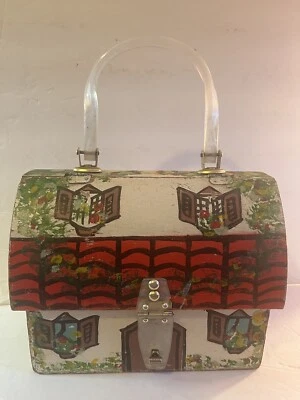 Antiga Bolsa de Mão Simon By Ernest Blum Pintada à Mão Caixa de Madeira Casa Lucite - Imagem 1 de 4