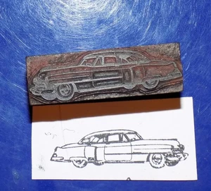 Vintage 1952 CADILLAC Automobile Wood & Metal Letterpress Printers Block - Picture 1 of 2