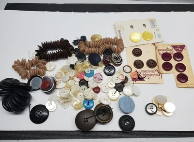 Vintage Buttons Lot I Mixed Colors Sizes For A Varity Sewing Crafts - Image 1 of 4