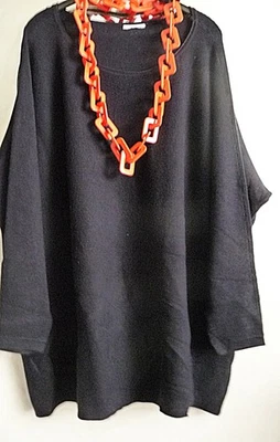  dunkelbl.  Oversize-Long-Pullover/Pulli   56/58 TOPP! - Bild 1 von 3