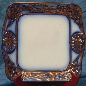 9" Staffordshire 1880er Jahre Flow Blau Kupfer Glanz Platte in Top Zustand - Bild 1 von 2