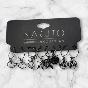 NARUTO SHIPPUDENSet de 5 pendientes de bucle de plata con dijes  - Imagen 1 de 3