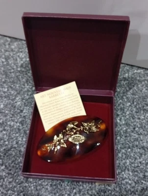 Art Nouveau Hair Barette By Past Times, Gold Plated Flower Ascent/plastic Resin - Image 1 of 4