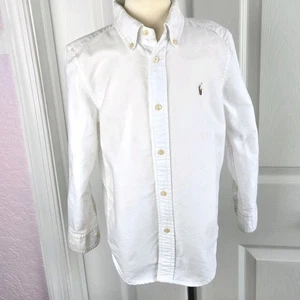 Polo Ralph Lauren Jungen weiß Oxford Stoff Button-Down Hemd Pony Logo Größe 6 - Bild 1 von 8