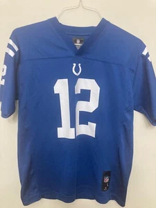 Indianapolis Colts Jersey Andrew Luck NFL Blue Short Sleeve Boys Youth L 14/16 - Picture 1 of 12