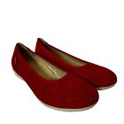 MEPHISTO Women ELSIE Ballerinas Red Nubuck Perforated Leather size 8.5